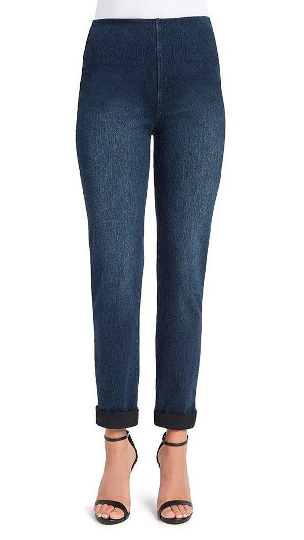 Boyfriend Cuffed Denim Jeans | Indigo | by Lysse NY | last 1s