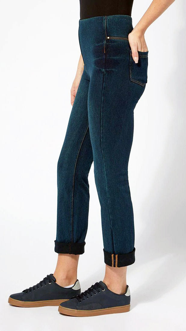 Boyfriend Cuffed Denim Jeans | Indigo | by Lysse NY | last 1s