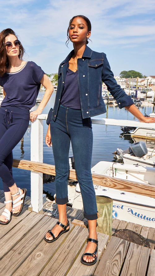 Boyfriend Cuffed Denim Jeans | Indigo | by Lysse NY | last 1s