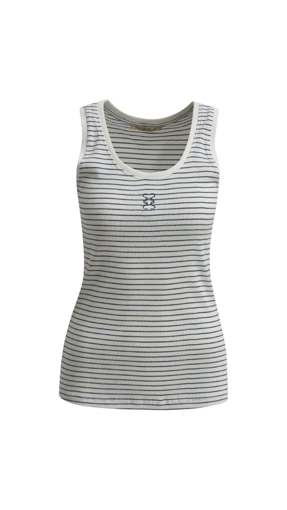 Anagram ribbed striped top | Marine | by Smith & Soul