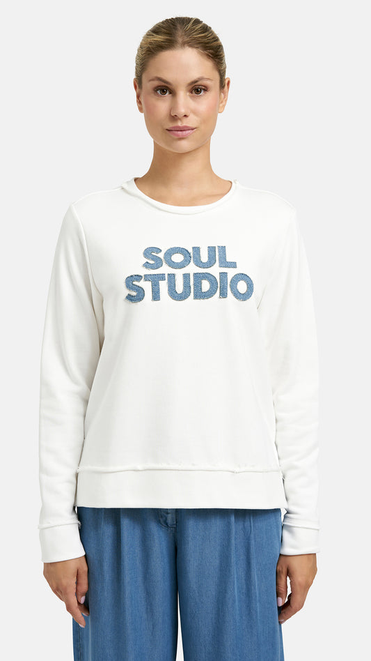 Denim patch sweatshirt | Off-white | by Smith & Soul | new! Jan-26