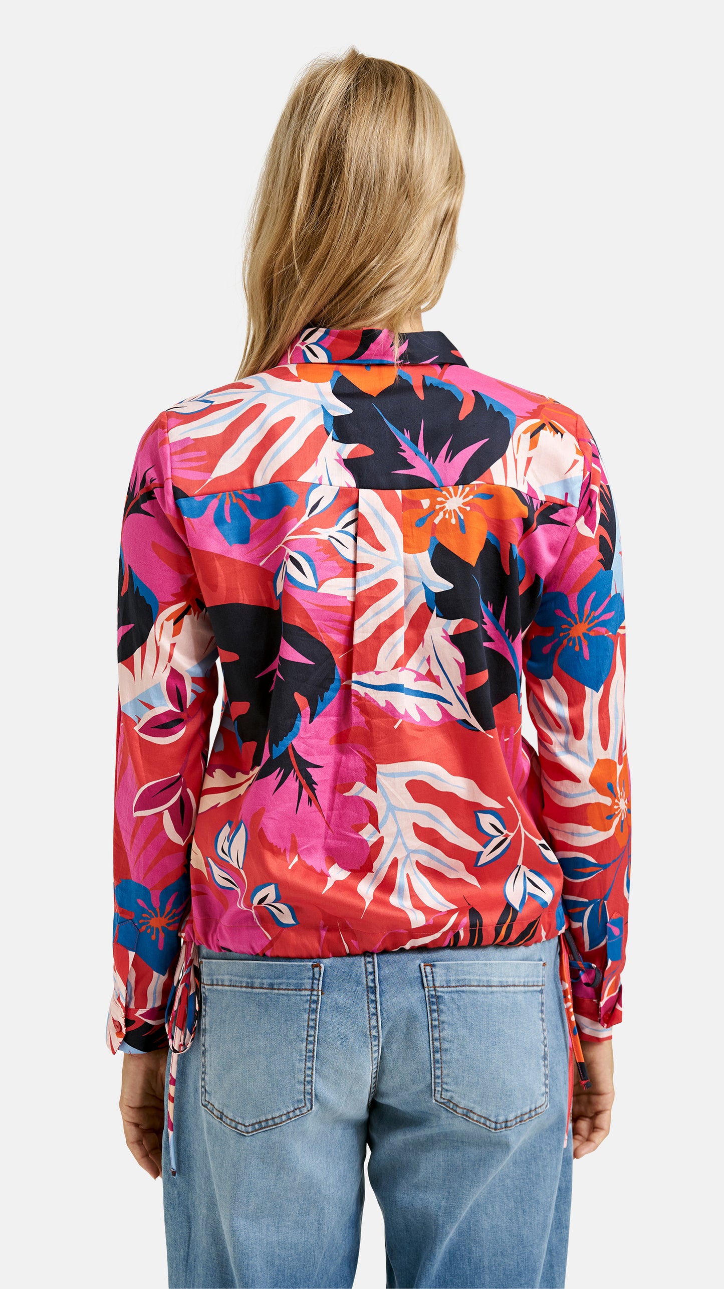 Blouse with drawstring hem | Fire red print | by Smith & Soul