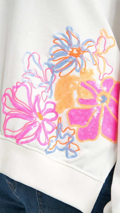 Bright sequin embroidery v-neck sweatshirt | Off-white | by Smith & Soul | new! March 2026