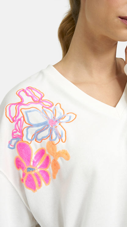 Bright sequin embroidery v-neck sweatshirt | Off-white | by Smith & Soul | new! March 2026