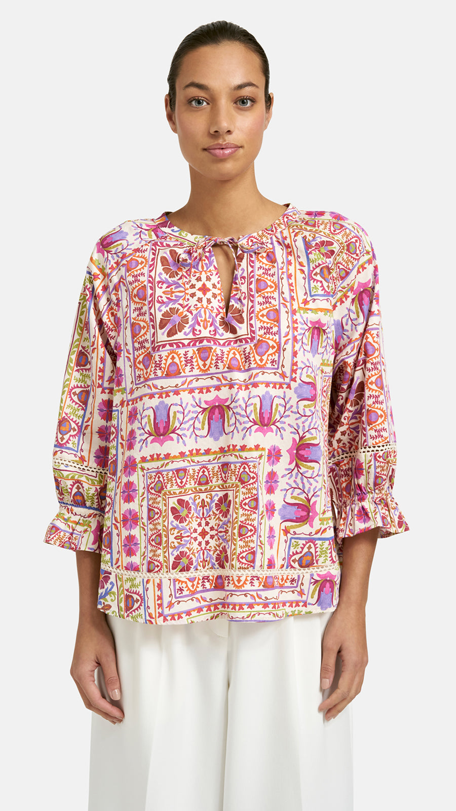 Raglan v-neck boho blouse | Lilac Print | by Smith & Soul