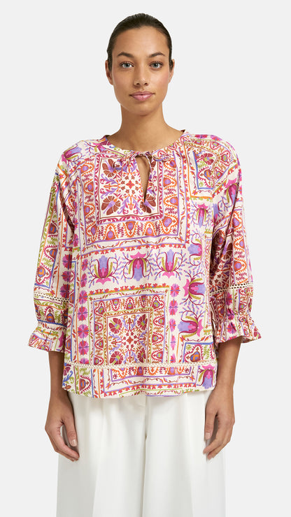 Raglan v-neck boho blouse | Lilac Print | by Smith & Soul