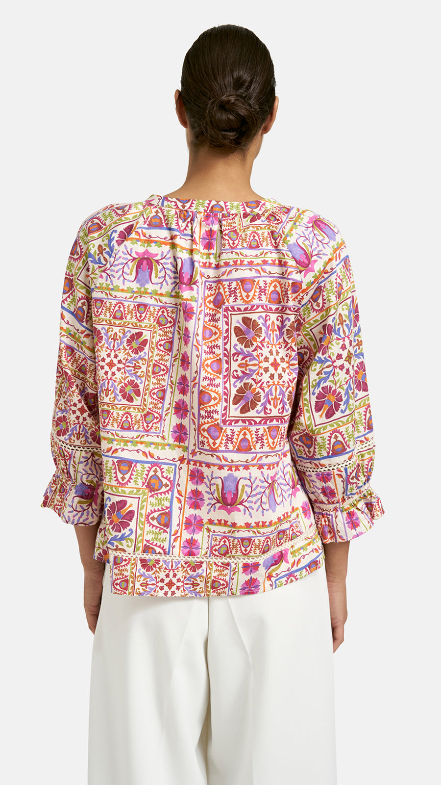 Raglan v-neck boho blouse | Lilac Print | by Smith & Soul