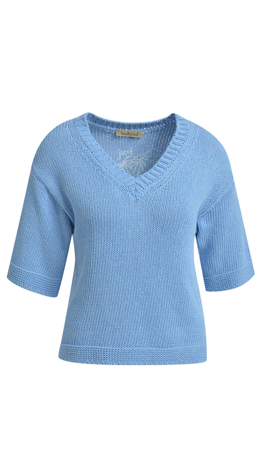 V-neck knit jumper | True Blue | by Smith & Soul