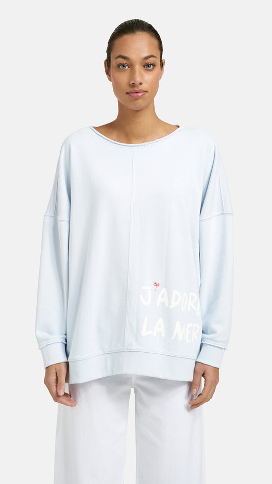 Printed slogan relaxed-fit sweatshirt | Powder Blue | by Smith & Soul | new! march 2026