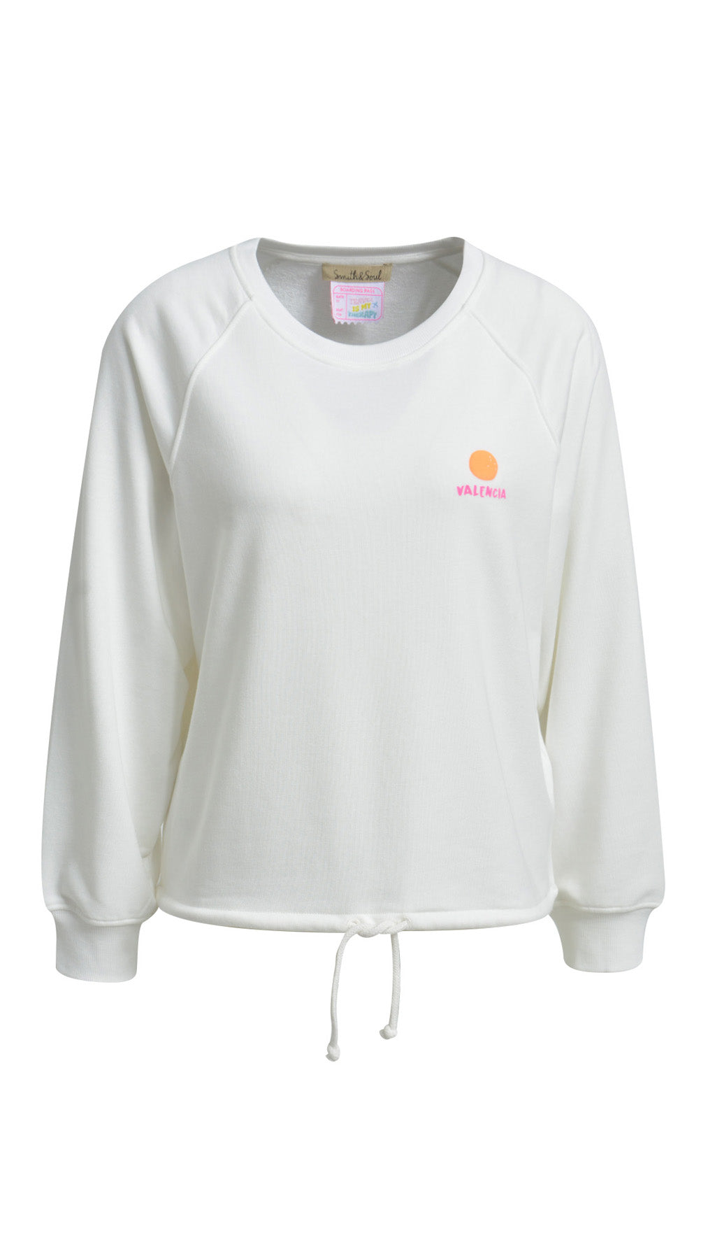 Slogan & printed drawstring sweatshirt | Off-white | by Smith & Soul