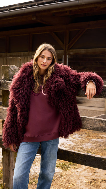 Faux fur jacket | Bordeaux | by Smith & Soul