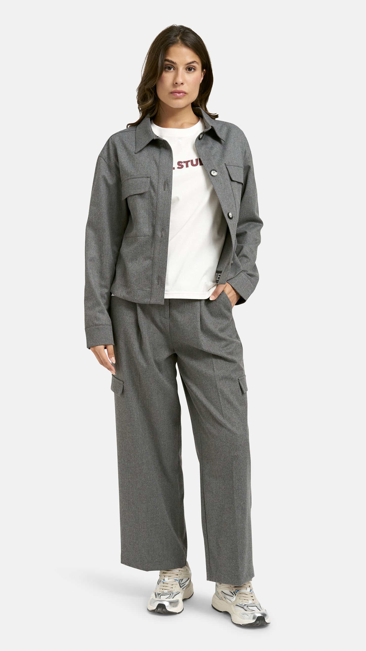 Flannell cargo jacket | Grey melange | by Smith & Soul