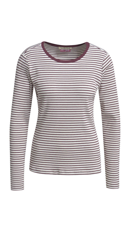 Rib longsleeve striped top | Bordeaux | by Smith & Soul