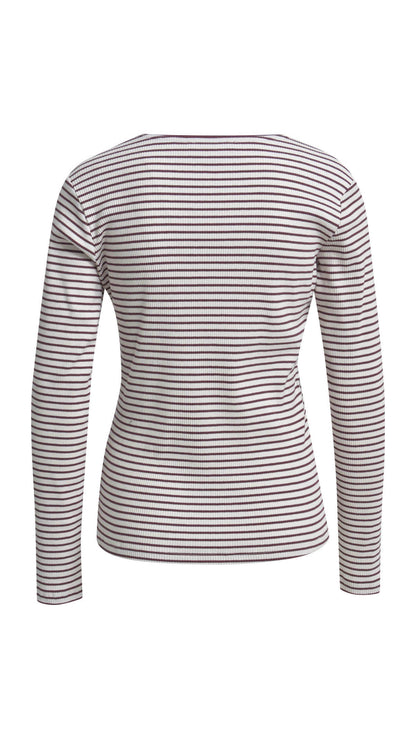 Rib longsleeve striped top | Bordeaux | by Smith & Soul