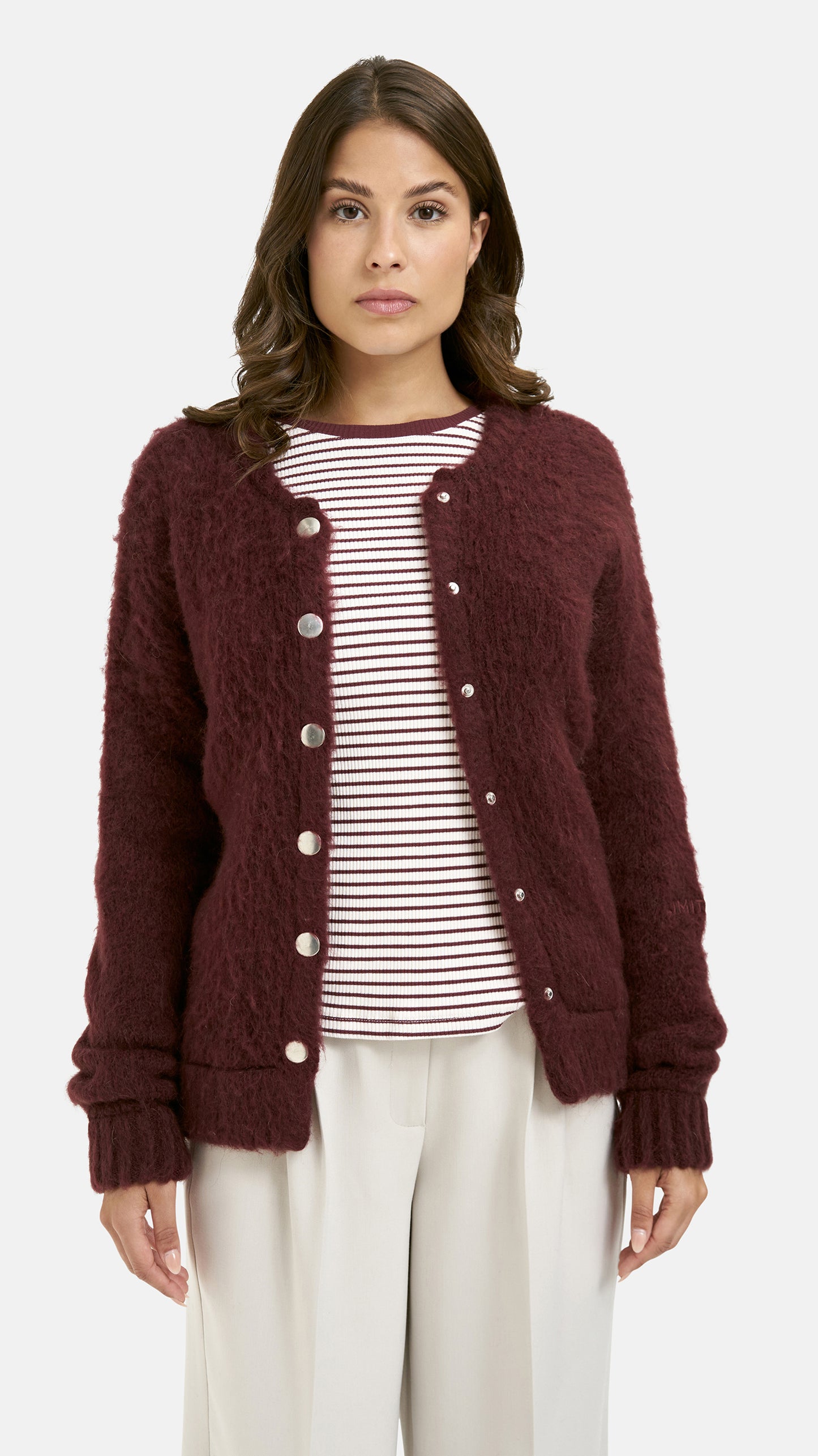 Rib longsleeve striped top | Bordeaux | by Smith & Soul