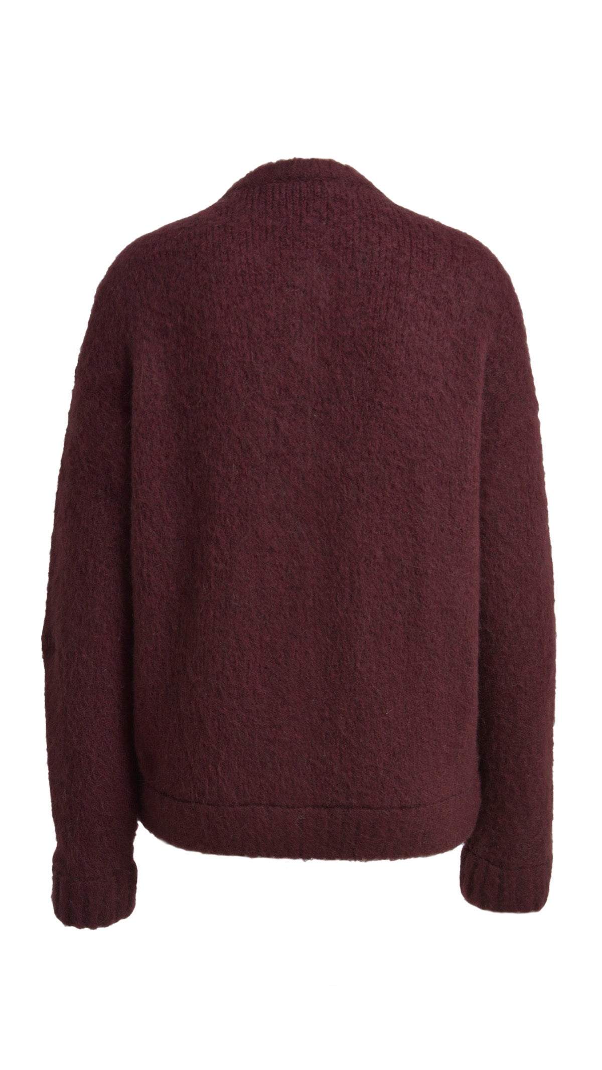 Hairy knit button-up cardigan | Bordeaux | by Smith & Soul