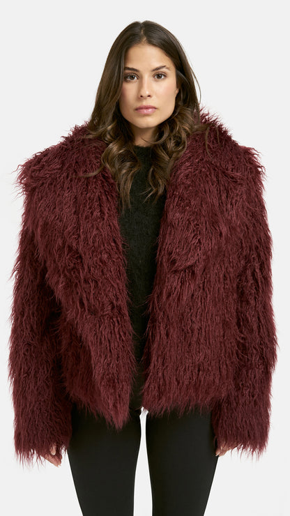 Faux fur jacket | Bordeaux | by Smith & Soul
