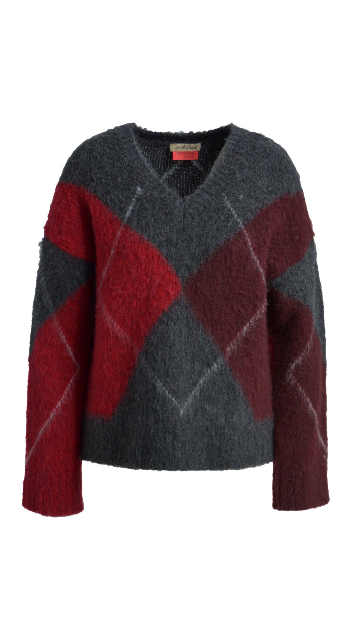 Argyle V-neck pullover | Anthracite | by Smith & Soul