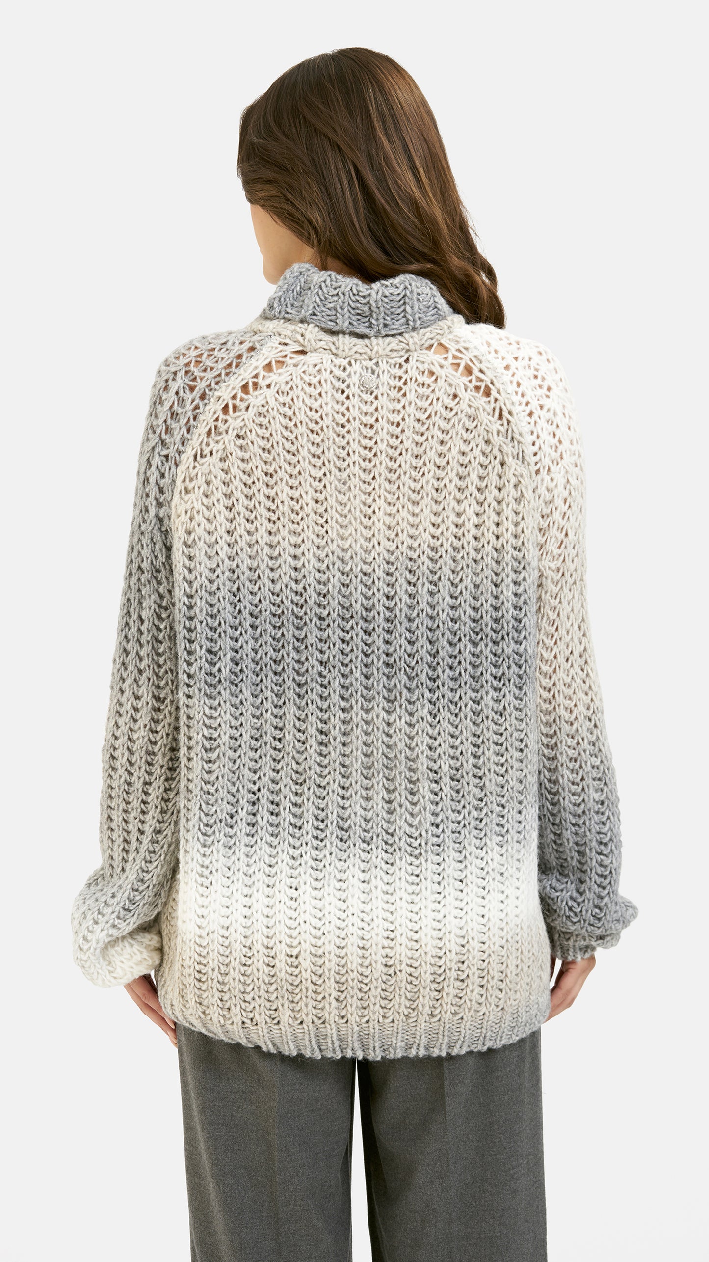 Gradient high-collar raglan pullover | Dark grey print | by Smith & Soul
