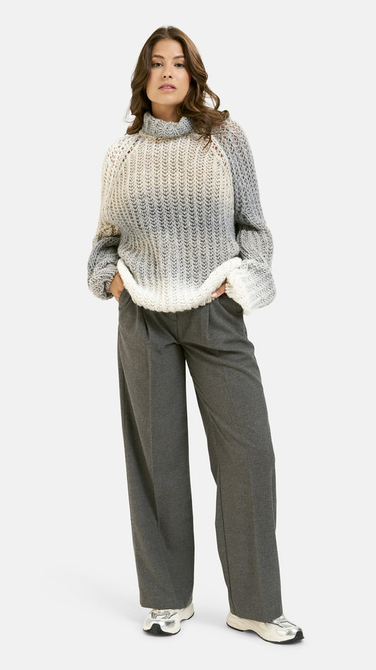 Flannell wideleg pants | Grey melange | by Smith & Soul
