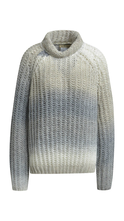 Gradient high-collar raglan pullover | Dark grey print | by Smith & Soul