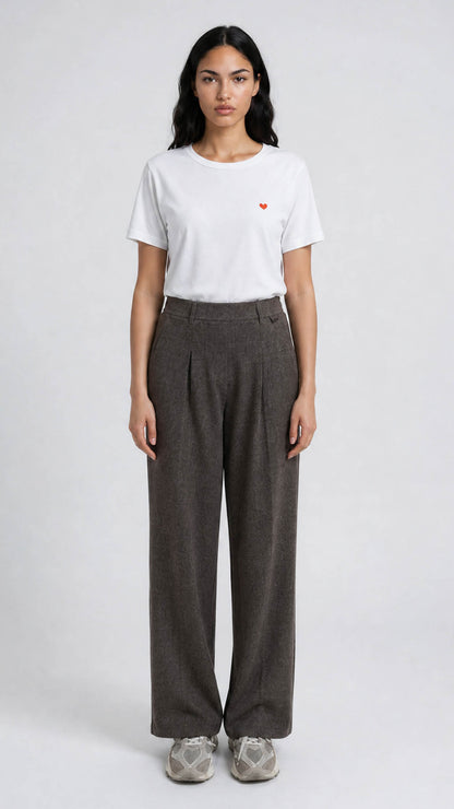 Herringbone interlock trousers | Brown/Mocha | by Smith & Soul