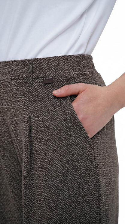Herringbone interlock trousers | Brown/Mocha | by Smith & Soul