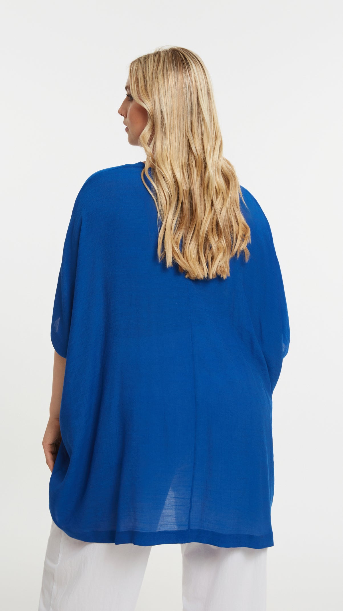 Oversized v-neck dipped sides top | Royal Blue | by Mat