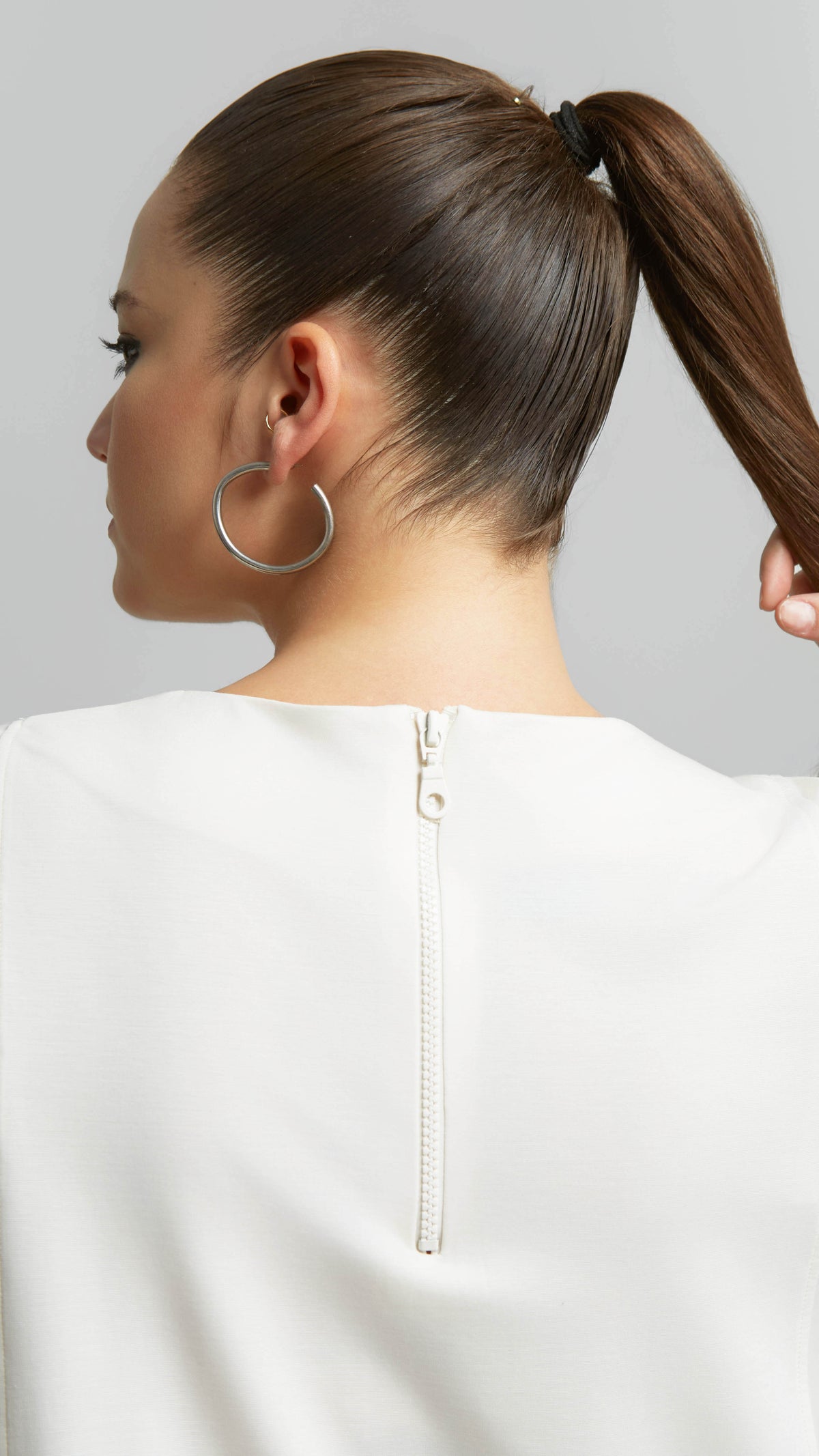 Soft touch split front top | Off White | by Mat