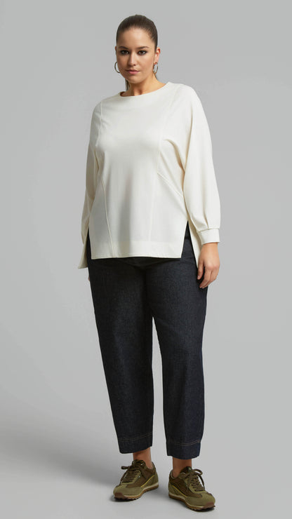 Soft touch split front top | Off White | by Mat