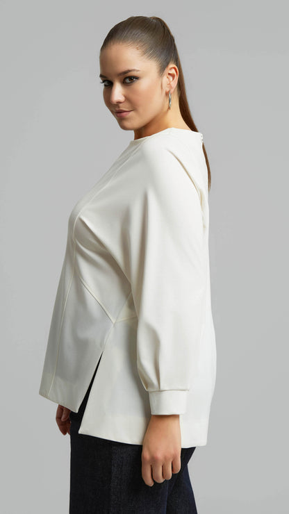 Soft touch split front top | Off White | by Mat