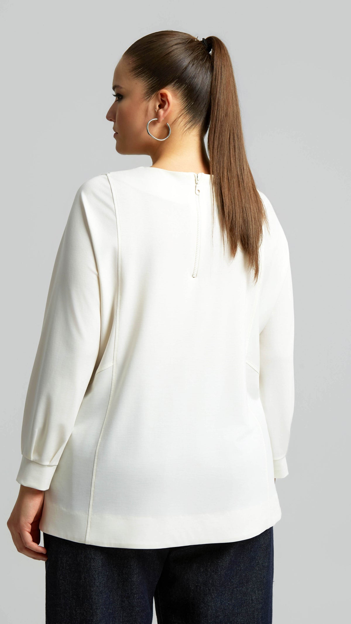 Soft touch split front top | Off White | by Mat