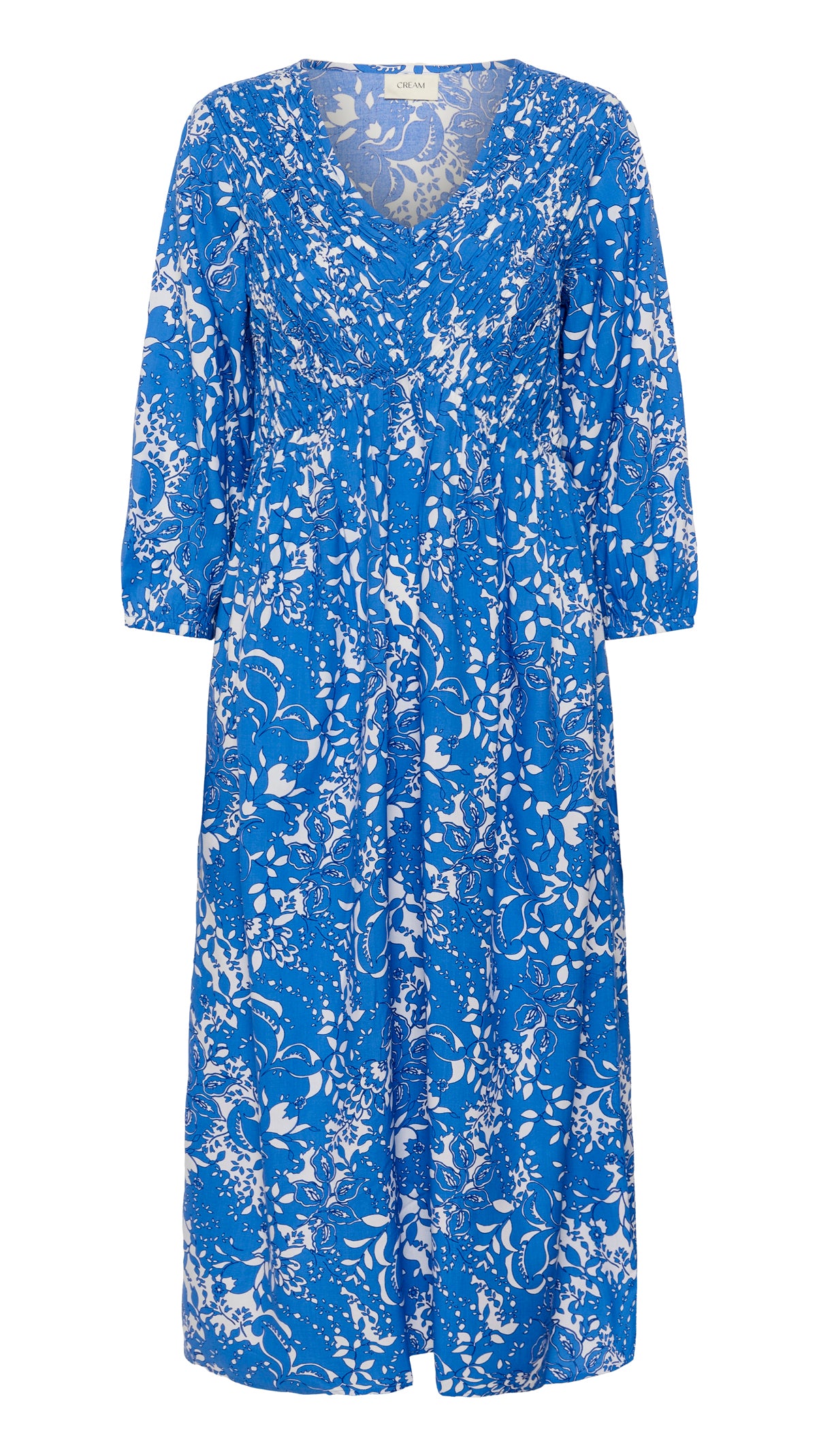 Floral print shirred bust v-neck dress | 2 Colours | by Cream