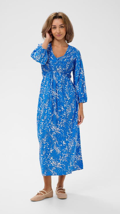 Floral print shirred bust v-neck dress | 2 Colours | by Cream