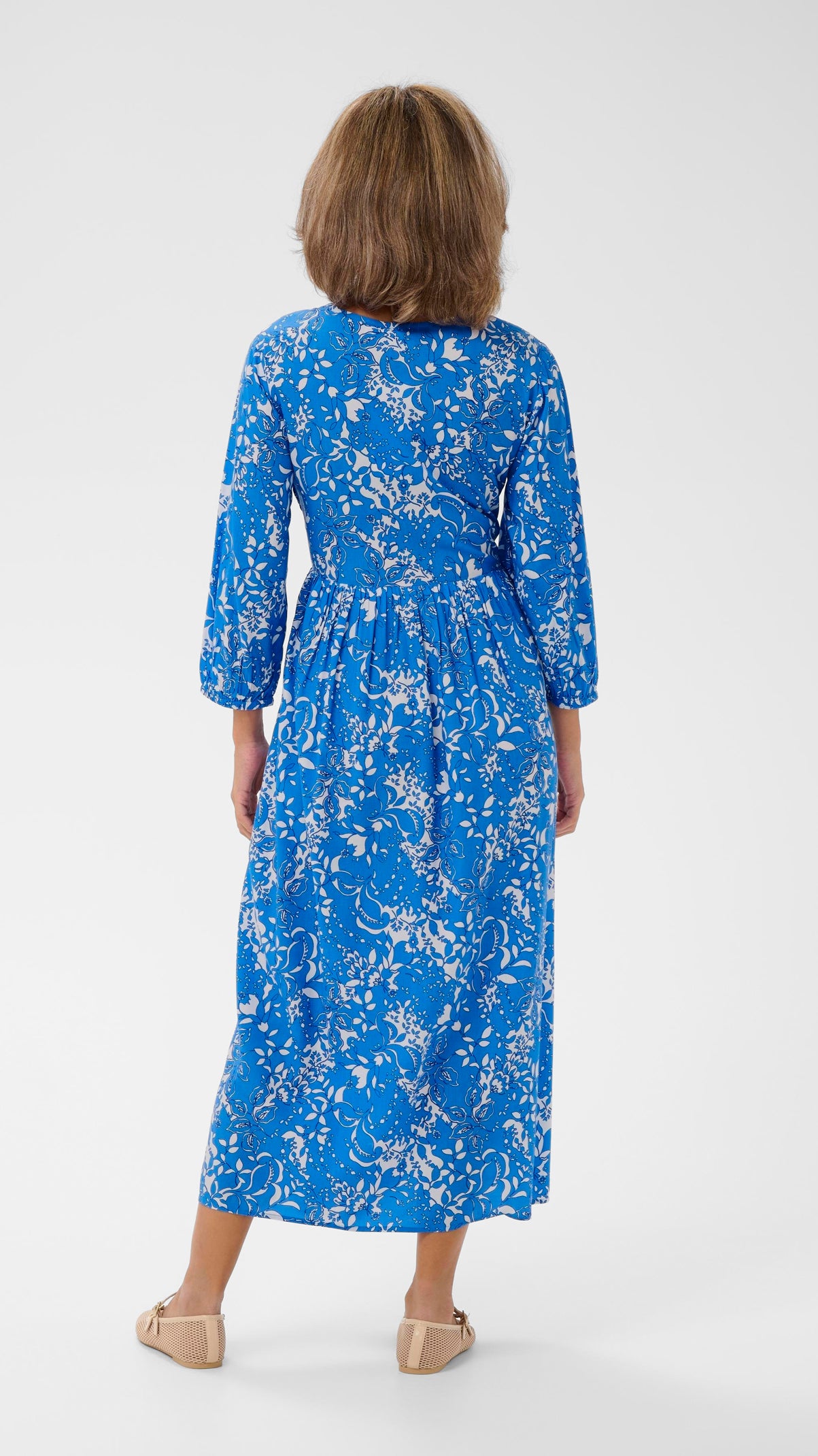 Floral print shirred bust v-neck dress | 2 Colours | by Cream