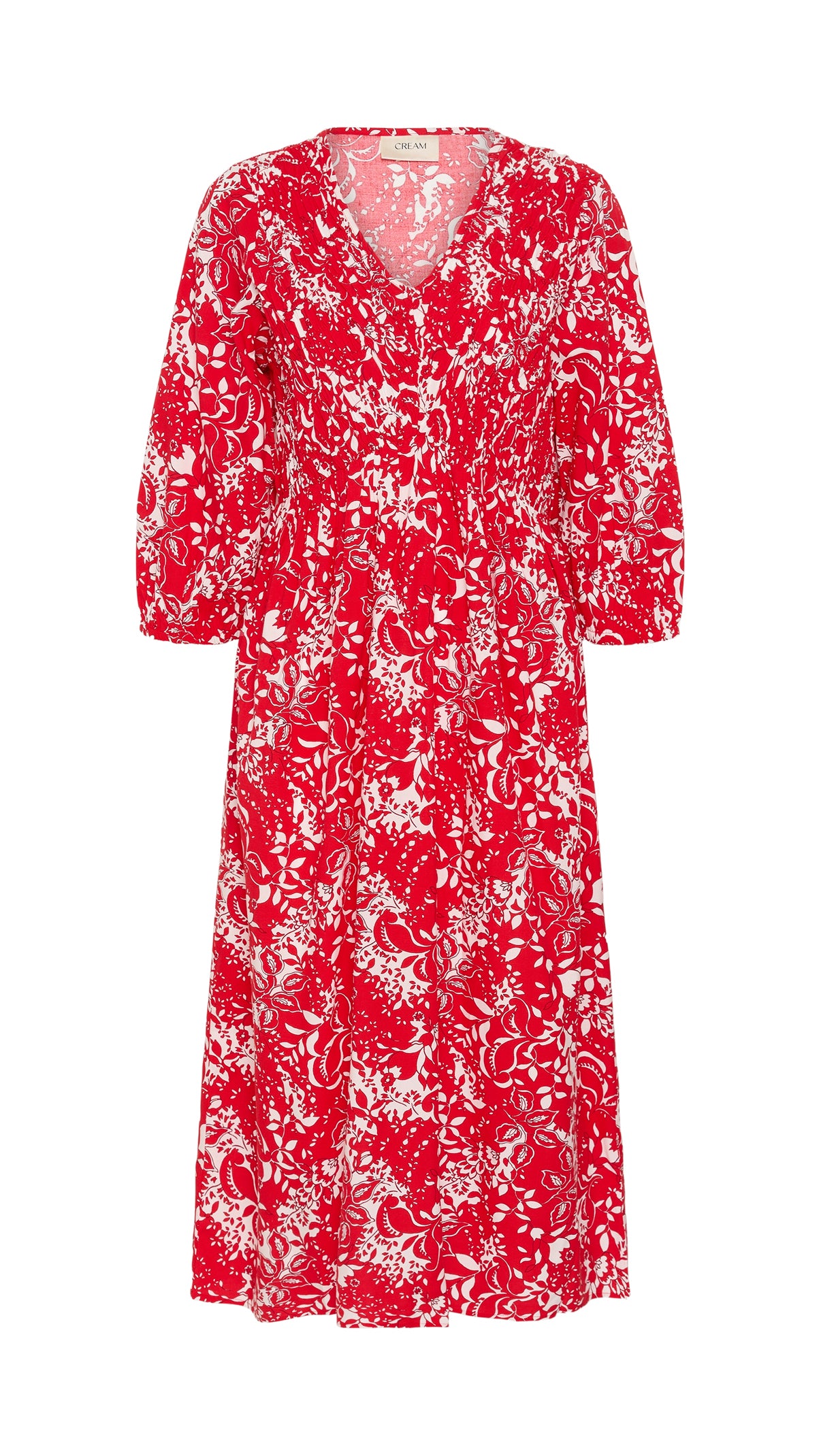 Floral print shirred bust v-neck dress | 2 Colours | by Cream