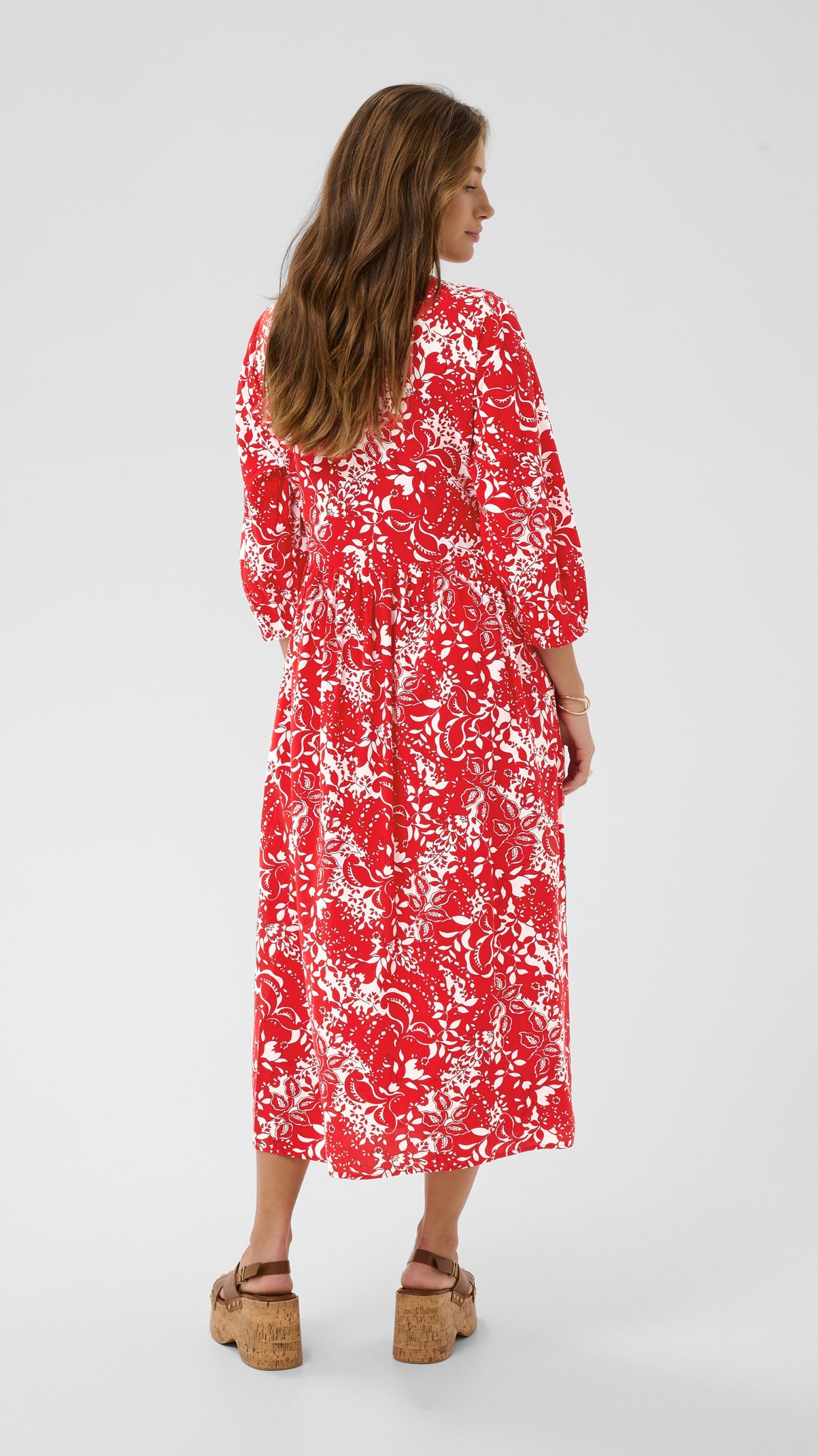Floral print shirred bust v-neck dress | 2 Colours | by Cream