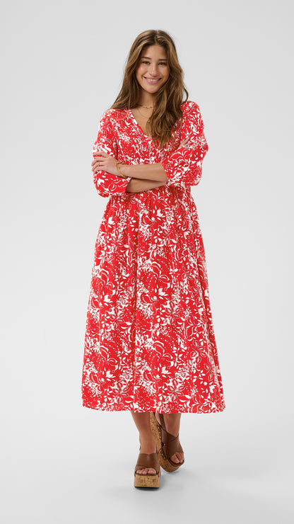 Floral print shirred bust v-neck dress | 2 Colours | by Cream