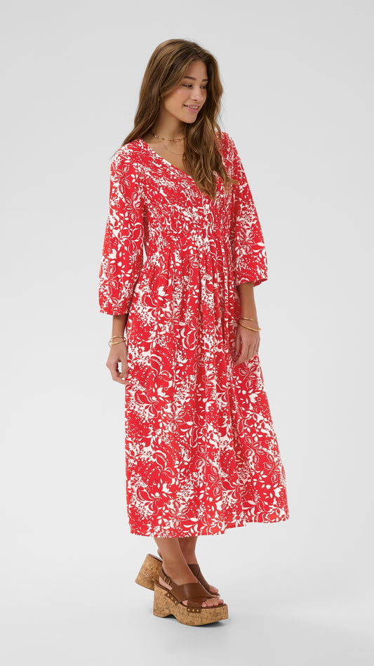 Floral print shirred bust v-neck dress | 2 Colours | by Cream