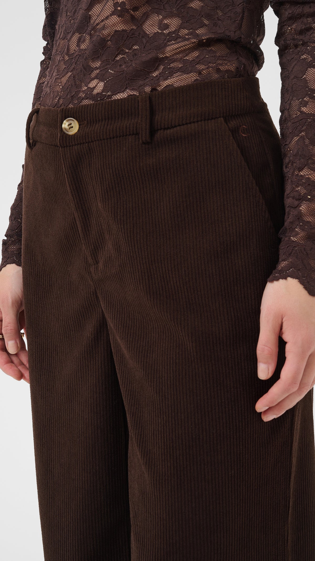 Corduroy straight-leg trouser | Chocolate | by Cream