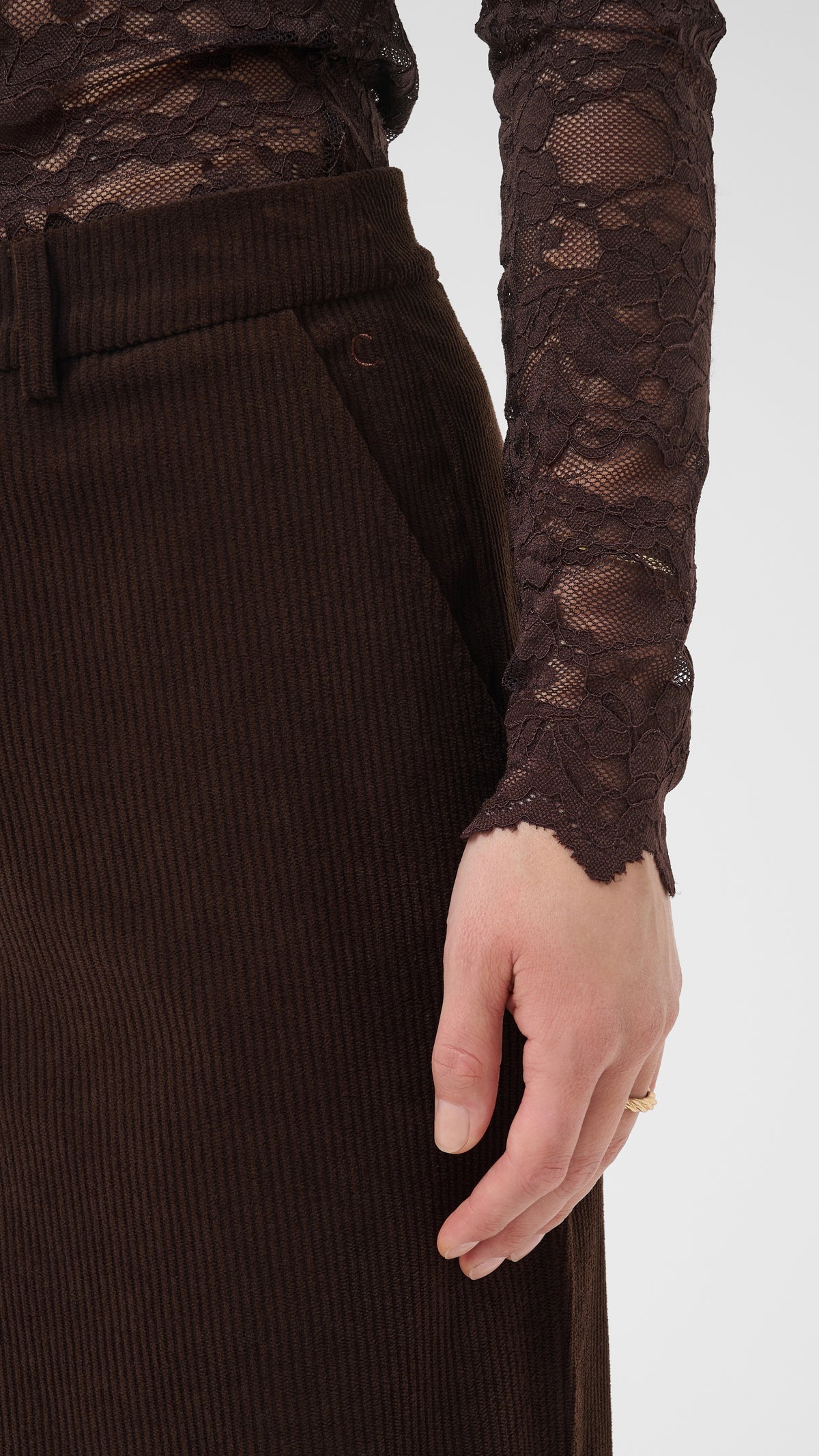 Corduroy straight-leg trouser | Chocolate | by Cream