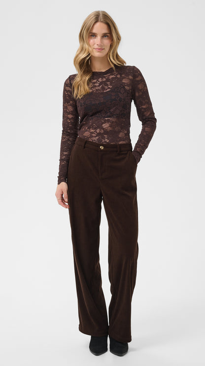 Corduroy straight-leg trouser | Chocolate | by Cream