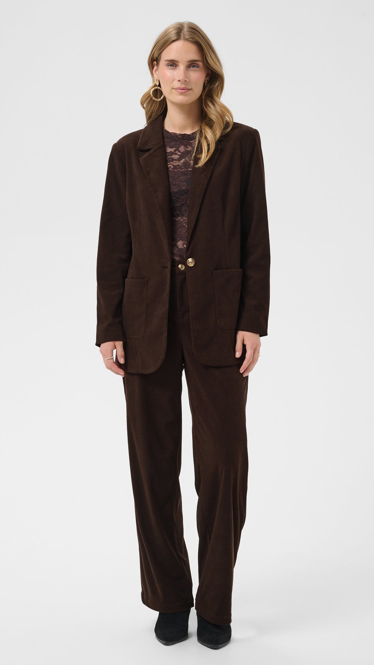 Corduroy straight-leg trouser | Chocolate | by Cream