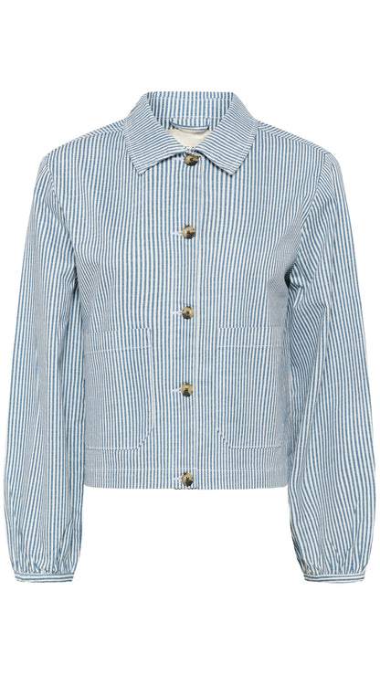 Pinstripe patch pocket jacket | Blue/White | by Cream
