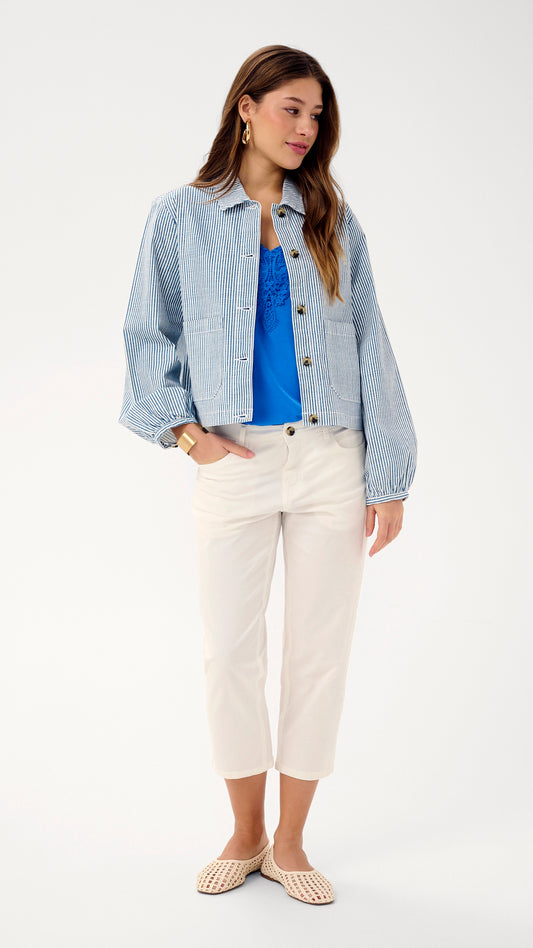 Pinstripe patch pocket jacket | Blue/White | by Cream