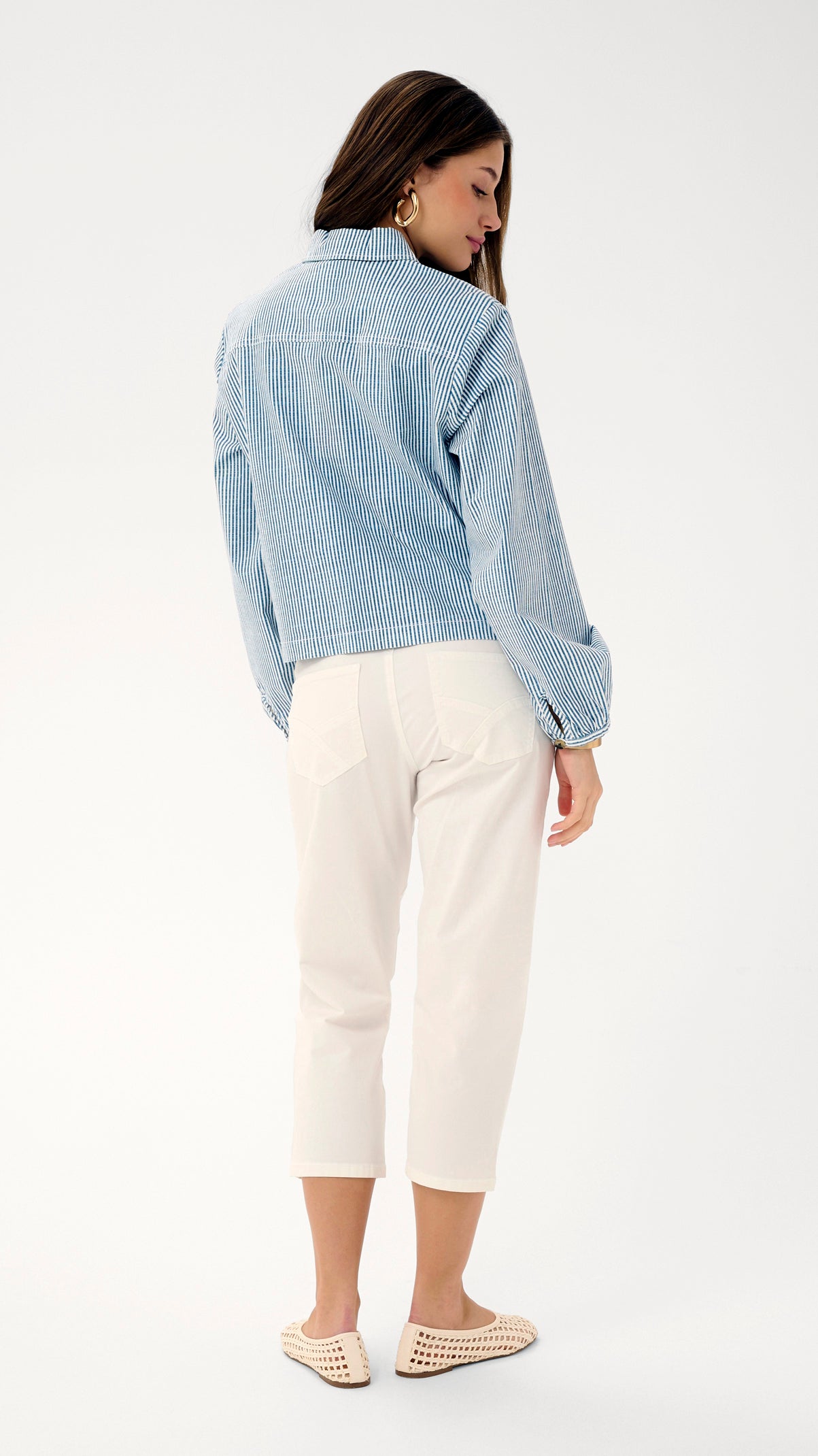 Pinstripe patch pocket jacket | Blue/White | by Cream
