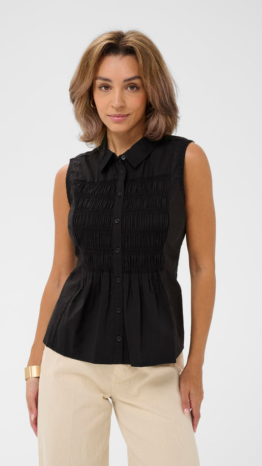 Cotton mix shirred bust sleeveless shirt | 2 Colours | by Cream