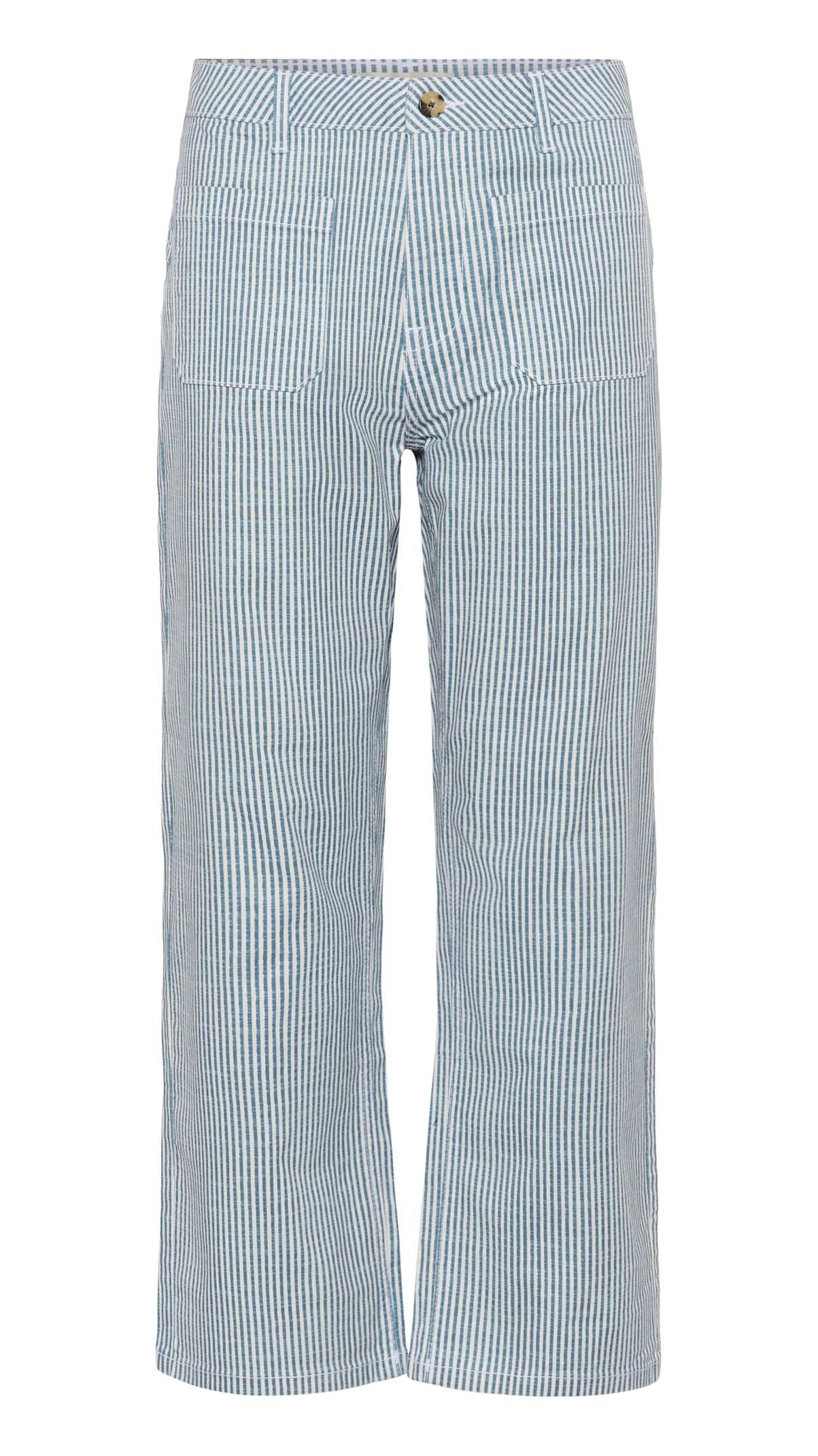 Pinstripe patch pocket 7/8 trousers | Blue/White | by Cream