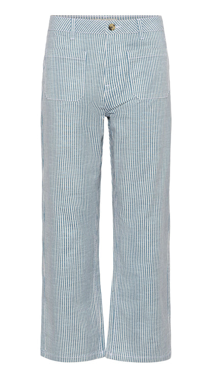 Pinstripe patch pocket 7/8 trousers | Blue/White | by Cream