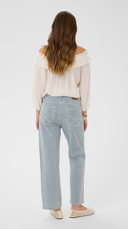 Pinstripe patch pocket 7/8 trousers | Blue/White | by Cream